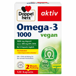 Doppelherz Omega-3 1000 vegan | Hochdosierte Omega-3-Fettsäuren EPA und DHA aus pflanzlichem Algenöl - 120 kleine, leicht schluckbare Kapseln 120 Kapseln (1er Pack) Angebot bei HelloDeals
