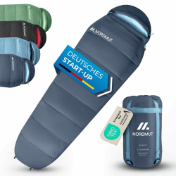 NORDMUT® Schlafsack Erwachsene – kleines Packmaß & Ultraleicht (900/1500g) – 3-Jahreszeiten (250 GSM) & Sommerschlafsack (100 GSM) – Mumienschlafsack für Camping, Outdoor & Festivals Marine 3-Jahreszeiten Schlafsack Angebot bei HelloDeals