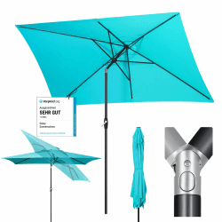 Sekey Aluminum Rechteckiger Sonnenschirm 200x300 cm mit Kurbel und Knicker | UV 50+ Schutz, hochwertige, rostfrei, 180 g/m² Polyester, 38 mm Alu-Mast, GRS-zertifiziert, für Garten/Balkon/Terrasse Türkis 200 × 300 cm Standard Angebot bei HelloDeals