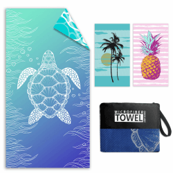 Mikrofaser Strandtuch - 180 x 100 cm Doppelseitiges Mikrofaser Handtuch | Sandfreies Leichtes Weiches Strandtuch XXL, Saugfähig & Schnelltrocknend Strandhandtuch Groß mit Tasche für Strand Schwimmen Meeresschildkröten 180 x 100 cm Angebot bei HelloDeals