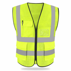 HYCOPROT Warnweste Reflektierende Sicherheitsweste mit Taschen EN ISO 20471 | Hohe Sichtbarkeit, Arbeitsweste Jacke, Reißverschluss Design, für Beruf Pendeln Baustelle Lager Logistik Verkehr motorrad L Gelb-mesh Angebot bei HelloDeals