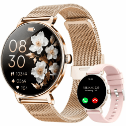 Smartwatch Damen mit Telefonfunktion, 1,27-Zoll AMOLED-HD Voll-Touchscreen Smartwatch, 120+ Sportmodi, IP68 Wasserdicht Fitness Tracker mit Herzfrequenz, Schlafmonitor für iOS Android, Roségold Rotgold Angebot bei HelloDeals