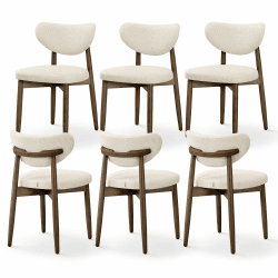 VASAGLE Esszimmerstuhl 6er Set, Küchenstuhl, Polsterstuhl mit Massivholzbeinen, ergonomische Rückenlehne, Aussparung als Griff, Mid-Century-Modern-Stil, Küche, cappuccinobeige KDC668L101-3J Cappuccinobeige 6er Set Angebot bei HelloDeals