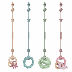 Vicloon Silikon-Spielzeug-Clip, 4 Stück Spielzeug-Sicherheitsgurte, Silikon-Schnuller-Clips, Trinkbecher-Gurt, verstellbarer Kinderwagen-Schnuller-Gurt zum Aufhängen von Spielzeug Rosa-Lila-Blau-Grün Angebot bei HelloDeals