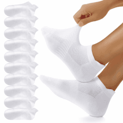 YouShow 10/20 Paar Sneaker Socken Herren Damen Atmungsaktive Kurz Socken | Gekämmte Baumwolle Laufsocken Unisex, Verlängerte Ferse, Bequem und Weich, OEKO-TEX, Sport & Alltag, Schwarz Weiß Grau 35-50 10x Weiß 39-42 Angebot bei HelloDeals
