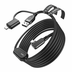 AMVR Link Kabel mit Ladeanschluss 5m(16Ft) Kompatibel mit Meta Quest 3/3S/2/Pico 4 Zubehör, geflochtenes Nylonkabel mit USB 3.0 A-auf-C-Adapter für SteamVR, High-Speed Max 5Gbps, Play While Charger Angebot bei HelloDeals