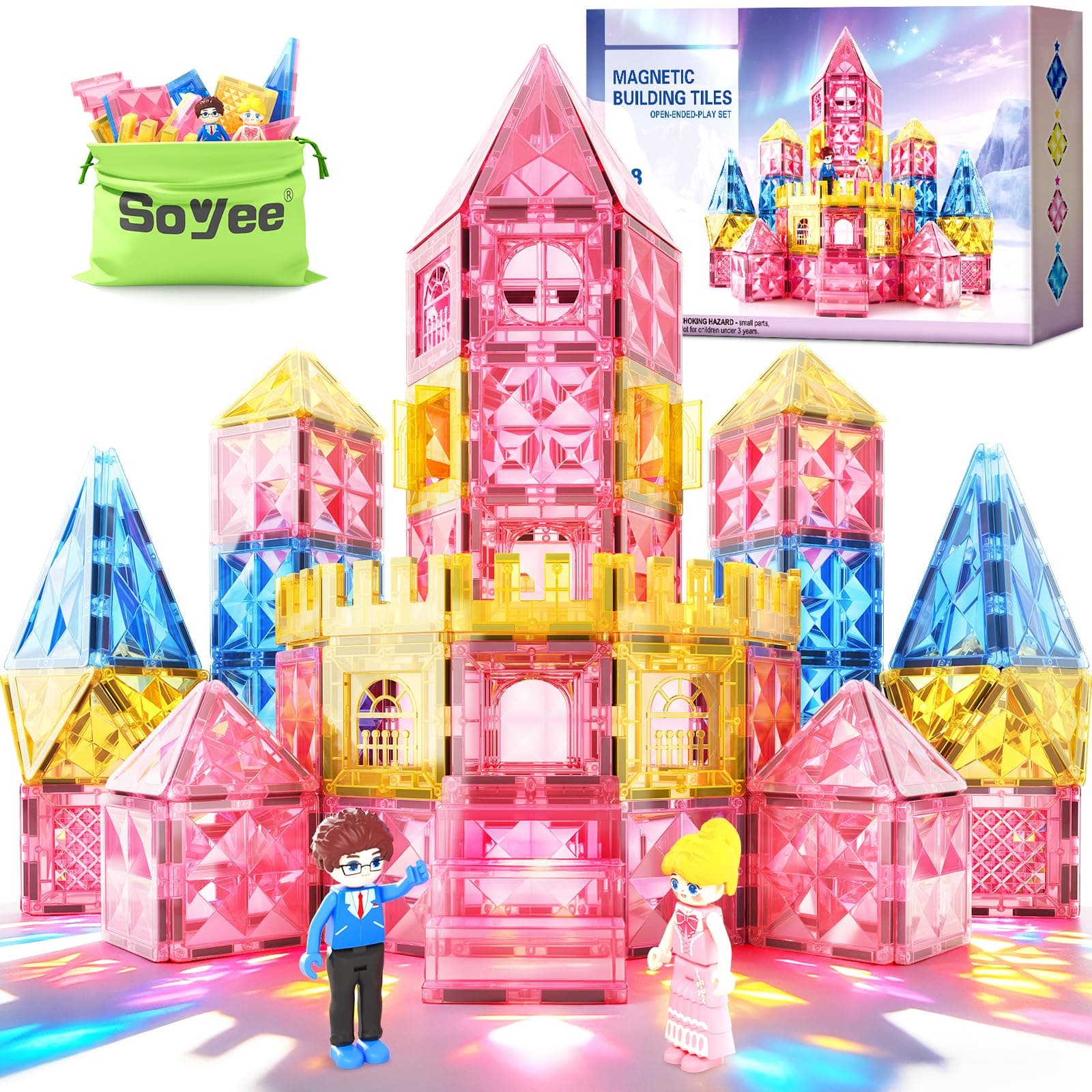 Soyee Magnetische Bausteine 58 Teile Montessori Spielzeug ab 3 4 5 6 7 Jahre Magnetbausteine Geschenk Mädchen 3+ Jahre Angebot bei HelloDeals