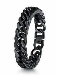 ChainsHouse Armband Edelstahl Panzerarmband für herren Männer Panzer Armband Silber/Schwarz/Gold Hip pop Armskette mit Geschenkebox für Valentinstag Geburtstag Breite 8/12/17MM, Länge 19/21/23CM Schwarz-12mm 19 Zentimeter 1.2 Zentimeter Angebot bei HelloDeals