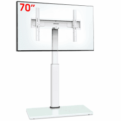 AOKCOS TV Ständer Bodenständer Höhe 1350mm für 32-55 65 70 Zoll Fernseher, Neigbar & Schwenkbar & Höhenverstellbar Fernsehständer, Universal TV Standfüße Standfuss Max VESA 400x400mm 40KG (Weiß) Angebot bei HelloDeals