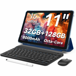 TUOHAITIME Android 16 Tablet, 11inch Tablet, 32GB+128GB 1 TB erweiterbar, Produktivitäts-Bundle mit Tastaturhülle, Eingabestift, Octa-Core-Prozessor, Dual-Kamera, WiFi 6, 8000-mAh-Akku (Blau) Angebot bei HelloDeals