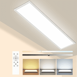 Peasur LED Deckenleuchte Flach 120x30cm 4100LM, Deckenlampe Dimmbar mit Fernbedienung 3000K-6500K, IP44 Küche Deckenleuchte Rechteckig LED Panel für Wohnzimmer Schlafzimmer Badezimmer Keller Büro Weiß 120x30CM Angebot bei HelloDeals