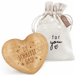 LOViLEE Du schaffst das - Handschmeichler Holz Glücksbringer Prüfung - Holz Herz inkl. Geschenkbeutel & Grußkartenset - Mutmacher Geschenk, Schutzengel Geschenk, Gute Besserung Geschenke Frauen Du Schaffst das 6,5 x 5,5 x 3cm Angebot bei HelloDeals