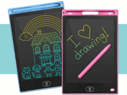 KRUMAD Schreibtafel Kinder, Schreib-Zeichenblock, Drawing Bildschirm | 2 Pack 8 Zoll, inkl. Stift, Wiederverwendbarer, Schnelllösch-Schaltfläche, Blau&Rosa, ABS-Material, 185 g, 215x145x5,5 mm Angebot bei HelloDeals