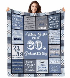 Kuscheldecke Flauschige 60. Geburtstag für Frauen Mann | Partyzubehör Dekorationen zum 60. Geburtstag - Happy 60th Birthday Geschenke - Geschenke Decke zum 60. Geburtstag Frau Mann 60.geburtstags 150 x 200 cm Angebot bei HelloDeals