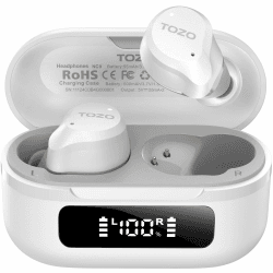 TOZO NC9 Kabellose In Ear Bluetooth Kopfhörer Hybrid ANC 45dB | 6 Mikrofone mit ENC für klare Anrufe, 60 Std. Akkulaufzeit, IPX8 Wasserschutz, ORIGX 2.0 Sound mit kraftvollem Tiefbass Weiß Angebot bei HelloDeals