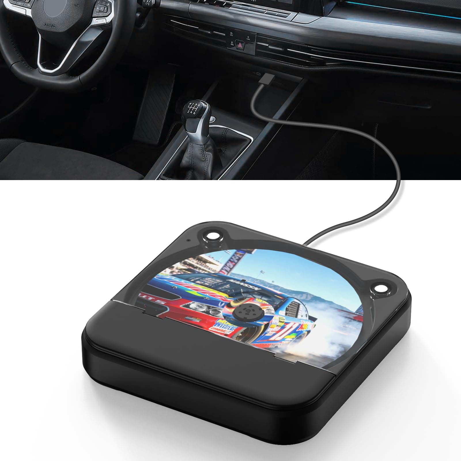 Externer CD Player für Auto Laptop TV, Plug-and-Play mit USB/AUX Anschluss | Anti-Skip AUTO-CD-Player, Universeller USB CD Laufwerk, Kompaktes Design, einfach zu installieren Schwarz Angebot bei HelloDeals