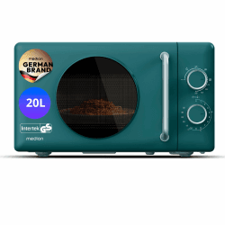 MEDION Retro Mikrowelle mit Grill - 20 Liter klein & kompakt - petrol | 800 Watt, 5 Mikrowellenstufen, 3 Kombi Programme, Timer, Auftaufunktion, MD100119 Türkis Angebot bei HelloDeals