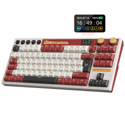 RK ROYAL KLUDGE M87 Mechanische Tastatur Kabellos Linear Creamy Switches | Gaming Tastatur mit Display und Doppelknopf, Gasket 75% TKL, QWERTZ Bluetooth/2.4Ghz/USB-C RGB, 7500 mAh, Hot Swap rot Angebot bei HelloDeals