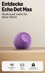 Zertifiziert und generalüberholt Amazon Echo Dot Max (neueste Generation), Alexa-Lautsprecher mit raumfüllendem Klang und integriertem Smart-Home-Hub, Amethyst PURPLE Angebot bei HelloDeals