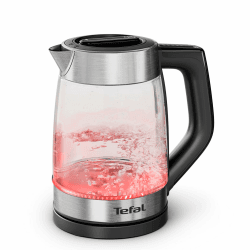 Tefal Express elektrischer Wasserkocher, 1,7 L, Griffsteuerung, Farbanzeige | 5 Temperaturstufen, automatische Abschaltung, Wasserstandsanzeige, abnehmbarer Kalkfilter, Edelstahl/Schwarz, KO760DE0 Glas 1.7L Angebot bei HelloDeals