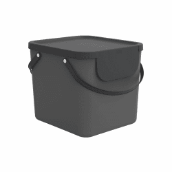 Rotho Albula Mülleimer Küche 40 L Mülltrennsystem mit Deckel Anthrazit | Papierkorb für Altpapier, Abfalleimer Küche, Mülleimer stapelbar, modular erweiterbar, zwei Tragegriffe, 6 Aufkleber Angebot bei HelloDeals