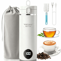 Wasserkocher Klein 316 Edelstahl 0 5 liter, Thermoskanne Baby Unterwegs Schnelles Kochwasser mit 6 Temperatureinstellungen, Mini Camping Reisewasserkocher Kaffeemaschine Heißwasserspender Kettle, Weiß Weiß Wasserkocher Angebot bei HelloDeals
