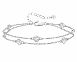 LOUISA SECRET Doppelkette Armband Damen 925 Sterling Silber Zirkonia Gold | Armbänder Verstellbar Valentinstag Muttertag Geburtstags Weihnachten Geschenk für Sie Frauen Freundin mama Stainless Steel-04-Apr Angebot bei HelloDeals