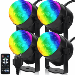 4er-Pack Discokugel Partylicht mit Fernbedienung, 4 m Netzkabel, Europäischer Stecker, musikgesteuert, tragbar für draußen und drinnen, DJ Licht, Party Gadgets, Discolicht 4er-Pack 4 Angebot bei HelloDeals