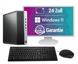PC Komplettsystem | 24 Zoll HD+ Monitor | Intel Quad Core Turbo 4,2 GHz | 8GB RAM | 256GB SSD | Windows 11 Pro | Desktop Computer Set mit Tastatur & Maus, WLAN, BT, Büro/Home Office Angebot bei HelloDeals