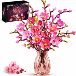 CUBIMANA Blumenstrauß Kirschblüte Bauset mit LED-Licht für Erwachsene | 10 rosa Blumen Botanische Baustein-Kollektion, Kirschpflanzen Wohndekoration 1108Teile, Geburtstagsgeschenk für Mädchen ab 12 Angebot bei HelloDeals