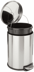 Amazon Basics 20 l Mülleimer mit Stahlrohrpedal - Sanft Schließend mit Deckel, für Küche, Bad oder Büro, 5.3 Gallonen Zylindrisch, Edelstahl Gebürstet Angebot bei HelloDeals