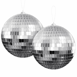 Youdepot 15 cm Discokugel 2er Set, Silberne Spiegelkugeln zum Aufhängen mit Schnur, Glitzerkugel Deko für Hochzeit, Weihnachten, Geburtstag, Party, DJ Bühne und Zuhause Angebot bei HelloDeals