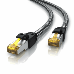 CSL - 0,5m 50cm Cat 7 Netzwerkkabel Gigabit Ethernet LAN Kabel - Baumwollmantel - 10000 Mbit S - Patchkabel - Cat.7 Rohkabel S FTP Pimf Schirmung mit RJ 45 Stecker - Switch Router Modem Access Point 0,5m schwarz Angebot bei HelloDeals