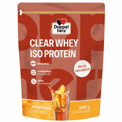 Doppelherz CLEAR WHEY ISO PROTEIN – Erfrischendes Molkenproteinisolat mit Pfirsich-Eistee Geschmack 1000g Pfirsich 1000 g Angebot bei HelloDeals