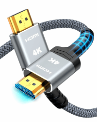 SNOWKIDS 4K HDMI Kabel 5M, 18Gbps High Speed HDMI 2.0 | 4K@60Hz Nylon Geflecht HDMI-Kabel mit ARC,3D, HDCP 2.2, Kompatibel mit HDTV/Laptop/Blu-ray/Soundbar/Monitor/PS-5/X-box Grau 5m Angebot bei HelloDeals