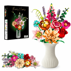 Flower Clusters Blumenstrauß-Bausatz, 762 Teile Ewiger Blumenstrauß mit Hibiscus, Rose, Lilie, Lavendel & mehr, DIY Deko-Set für Wohnraum, Weihnachten, Bausteine für Erwachsene & Kinder ab 6 Jahren Angebot bei HelloDeals