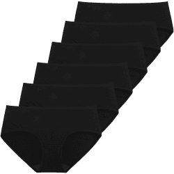 INNERSY Unterhosen Damen Baumwolle Atmungsaktive Hipster Unterwäsche 6 Pack | 100% Baumwoll Schritt, Basic Damenslip Mittlerer Taille, Sport Damenunterwäsche, Bequem Panties Frauen, Etikettfrei Schlüpfer L 6 Schwarz Angebot bei HelloDeals