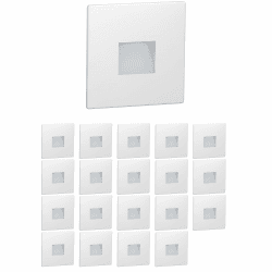 ledscom.de 20x LED Treppenlicht/Wandeinbauleuchte FOW für innen und außen, Downlight, eckig, 85 x 85mm, warmweiß 20 Stück (1er Pack) Weiß / 48lm (1w) / Lichtfarbe: Warmweiß Angebot bei HelloDeals