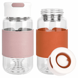 2 Stück Shaker Glas, Kleine Glas Shaker Flasche Shake Becher, Protein Shaker, 16.2oz BPA-freies geruchloses Shaker Glass mit Integriertem Sieb Und 304SS Mischball für Fitness (Pink + Orange) Angebot bei HelloDeals