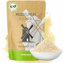 bioKontor – BIO Mandelmehl 1kg – teilentölt – 49% Eiweiß | hoher Proteingehalt – deutsche Handabfüllung – entöltes Mehl aus Mandeln zum Backen für low carb – Weizenmehl Alternative 1 kg (1er Pack) Angebot bei HelloDeals