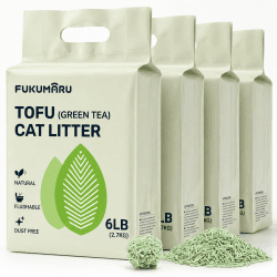 FUKUMARU Tofu Katzenstreu 10,8 kg - Klumpendes Katzenstreu, Geruchsbekämpfung mit grünem Teearoma, staubfrei und leicht klumpend, spülbar in der Toilette. 4er Packung Angebot bei HelloDeals