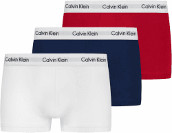 Calvin Klein Herren 3er Pack Boxershorts Low Rise Trunks Unterwäsche M Weiß, Rot, Blau Angebot bei HelloDeals