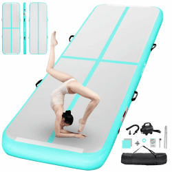FBSPORT Airtrack Matte,10/20cm Hoch Verdicken 2/3/4/5/6 M Tumbling Matte,Gymnastikmatte mit Luftpumpe,Trainingsmatte mit Tragetasche,Turnmatte für Zuhause, Outdoor,Yoga, Übungsgymnastik usw Light Green 300x100x10 cm Angebot bei HelloDeals