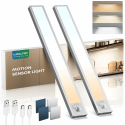 LROLTEF Schrankbeleuchtung Led Lampe mit Bewegungsmelder 21cm 2 Stück | 1500mAh 3 Farbtemperaturen Unterbauleuchte Schranklicht mit Motion Sensor, Dimmbar Aufladbar Magnetische Vitrinenbeleuchtung 21cm*2 Angebot bei HelloDeals