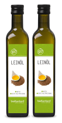 Leinöl BIO 2x500ml (1000 ml) I nativ und kaltgepresst I hoher Gehalt an mehrfach ungesättigten Fettsäuren I mühlenfrisch vom Hersteller bioKontor | Rohkostqualität – mühlenfrisches Leinsamenöl – mehrfach ungesättigte Fettsäuren – für Müsli, Smoothies & ka Angebot bei HelloDeals