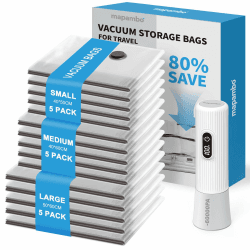 Reise Vakuumbeutel für Kleidung mit Kabellose Elektrischer -60000Pa Pumpe, 15 Stück Vacuum Storage Bags in 3 Größen(40 * 50/40 * 60/50 * 60CM), Sparen 80% Platz für Reisegepäck und Lagerung Combo Size 15.0 Angebot bei HelloDeals