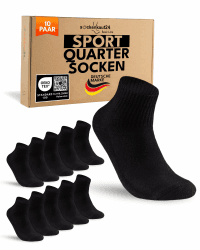sockenkauf24 10 Paar kurze Sportsocken Quarter Tennissocken Herren Damen Atmungsaktive Baumwolle 43-46 Schwarz Angebot bei HelloDeals