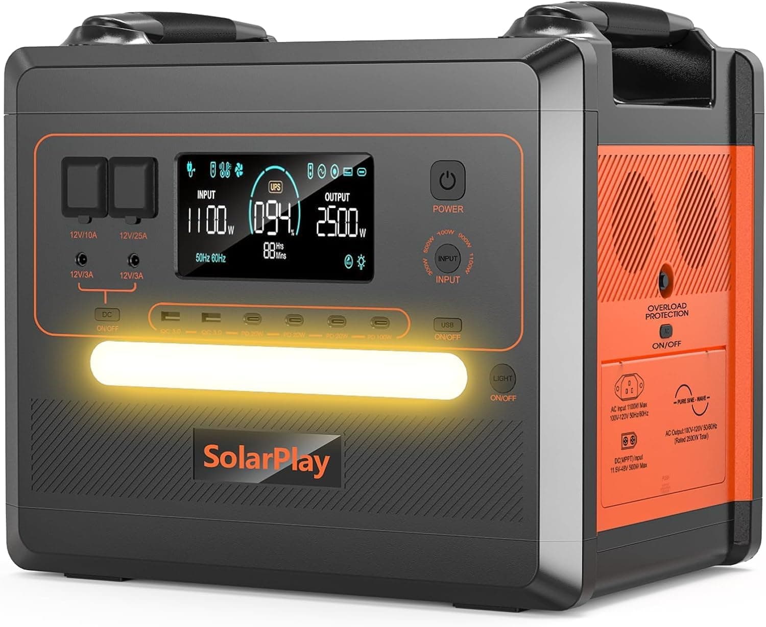 SolarPlay Q2402M Tragbare Powerstation (5000 Peak), Solar Generator mit 2304Wh LiFePO4 Akku, mit 2* 2500WAC-Ausgange,Backup,Off-grid,Van Life,2500W Power Station für Camping,Wohnmobil & Stromausfälle 2500W-1 Angebot bei HelloDeals