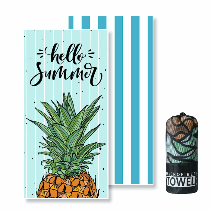 Mikrofaser Strandtuch - 180x100 cm Strandtuch XXL, 250GSM Schnelltrocknendes Badetuch Strand, Hautverträglich Beach Towel für Strand, Ausgestattet mit Aufbewahrungstasche(Ananas) Angebot bei HelloDeals