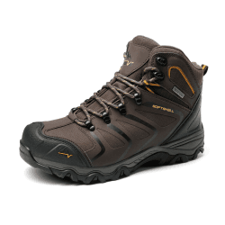 NORTIV 8 Herren Wanderschuhe Armadillo | Rutschfest Langlebig Knöchelhohe Wasserdichte Herausnehmbare stoßdämpfende gepolsterte Einlegesohlen leichte Outdoorschuhe 43 EU Braun Schwarz Angebot bei HelloDeals